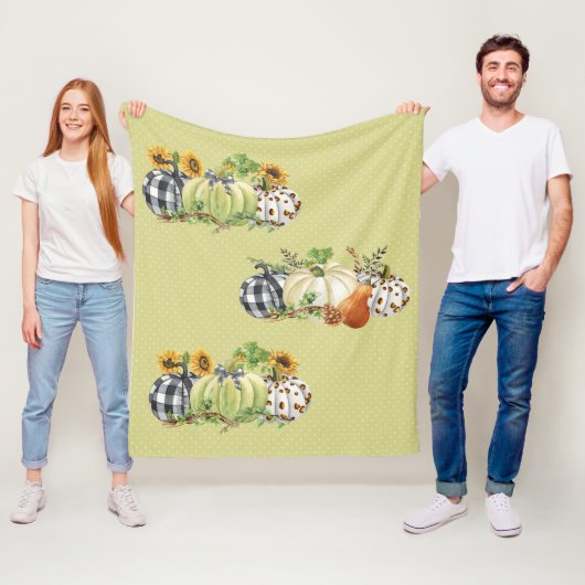 ハロウィンカボチャひまわり感謝祭のプレイド フリースブランケット (インサイチュ)