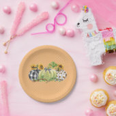 ハロウィンカボチャひまわり感謝祭のプレイド ペーパープレート (パーティー)