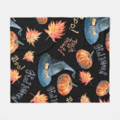 ハロウィンカボチャを使ったハロウィーンのシームレスなパターン フリースブランケット (正面(横))