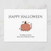 ハロウィンカボチャスケッチカワイイタイポグラフィ シーズンポストカード (正面)