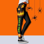 ハロウィンカボチャレギンス女子ヨガパンツ レギンス<br><div class="desc">ハロウィーンハロウィーンのカボチャのちょうちん怖いカボチャおもしろい!両方の脚にトリックまたはトリートテンプレートを持つ女性のレギンス、あなたの名前または選択のフレーズに変更。ハッピーハローウィン!</div>