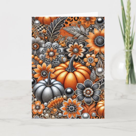 ハロウィンカボチャ不気味シーズングリーティングカード カード (正面)