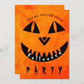ハロウィンカボチャ不気味タイポグラフィパーティー 招待状 (正面/裏面)