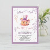 ハロウィンカボチャ不気味ベビーガール3rd誕生日 招待状 (スタンド正面)