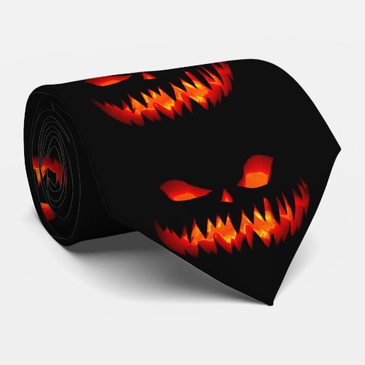 ハロウィンカボチャ不気味怖いホラーオレンジ ネクタイ (ロール)