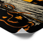 ハロウィンカボチャ幽霊紅葉グラフィックアート ポスター (角)