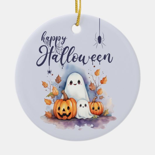 ハロウィンカボチャ幽霊 – フォトセラミックオーナメント セラミックオーナメント (正面)