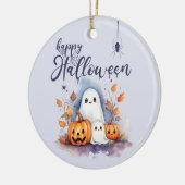 ハロウィンカボチャ幽霊 – フォトセラミックオーナメント セラミックオーナメント (左)