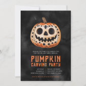 ハロウィンカボチャ彫りパーティの招待状 招待状 (正面)