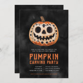 ハロウィンカボチャ彫りパーティの招待状 招待状 (正面/裏面)