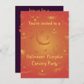 ハロウィンカボチャ彫りパーティの招待状 招待状 (正面/裏面)