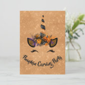 ハロウィンカボチャ彫りパーティーユニコーン 招待状 (スタンド正面)