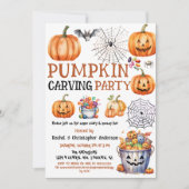 ハロウィンカボチャ彫りパーティー子供へと大人 招待状 (正面)