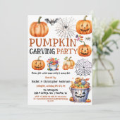 ハロウィンカボチャ彫りパーティー子供へと大人 招待状 (スタンド正面)