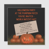 ハロウィンカボチャ彫りパーティー マグネット招待状 (正面/裏面)