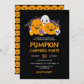 ハロウィンカボチャ彫りパーティー 招待状 (正面/裏面)