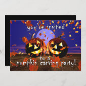 ハロウィンカボチャ彫りパーティー 招待状 (正面/裏面)