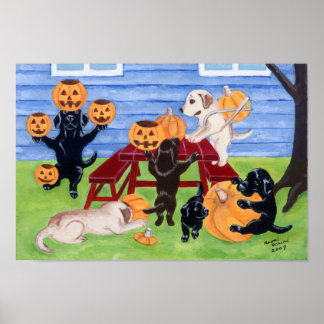 ハロウィンカボチャ彫りラブラドール作品 ポスター
