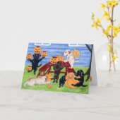 ハロウィンカボチャ彫りラブラドール カード (黄色い花)