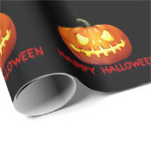 ハロウィンカボチャ怖い可愛いパターンオレンジ秋 ラッピングペーパー (ロールコーナー)