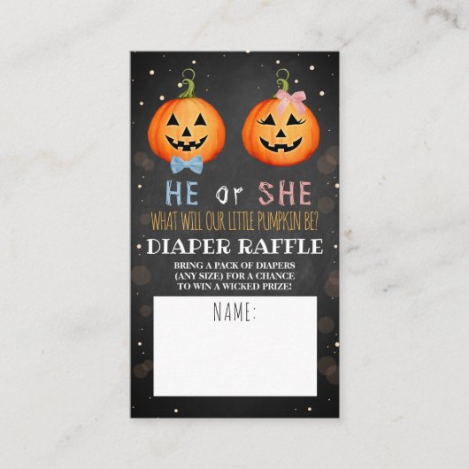 ハロウィンカボチャ性別リビールパーティーおむつ エンクロージャーカード (正面)