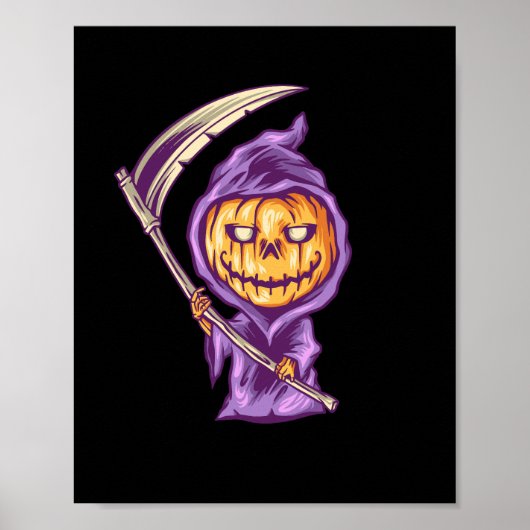 ハロウィンカボチャ悪イラストレーション ポスター (正面)