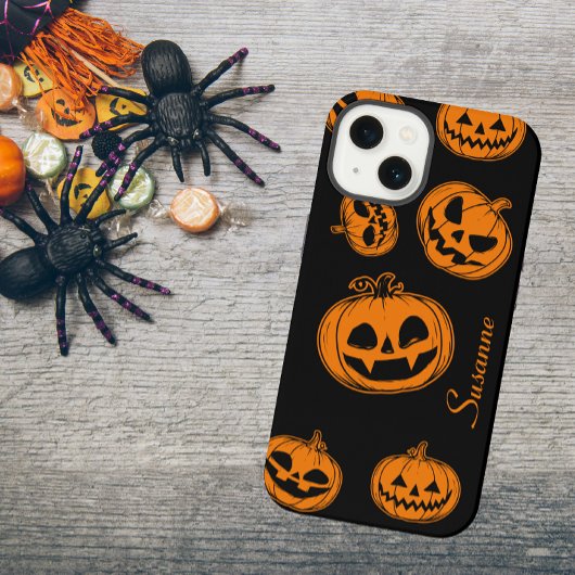 ハロウィンカボチャ柄の電話15ケース iPhone 15ケース