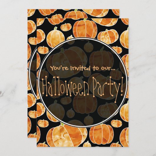 ハロウィンカボチャ模様ダブル招待状 招待状 (正面/裏面)