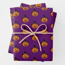 ハロウィンカボチャ模様パープルラッピング紙 ラッピングペーパーシート