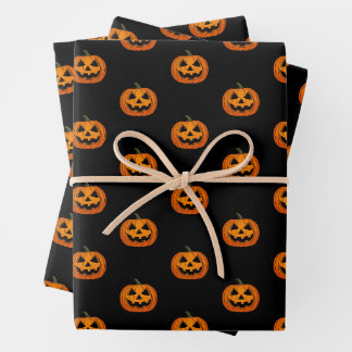 ハロウィンカボチャ模様ブラックラッピング紙 ラッピングペーパーシート