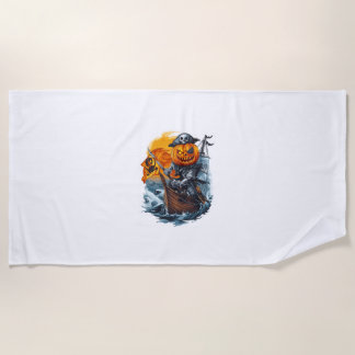 ハロウィンカボチャ海賊アドベンチャー ビーチタオル
