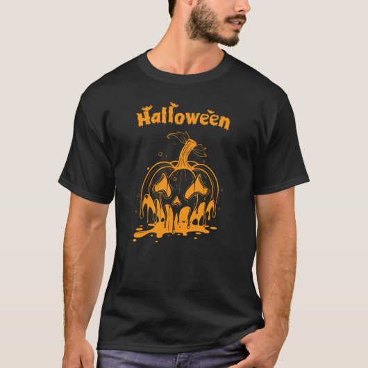 ハロウィンカボチャ溶融顔 Tシャツ (正面)