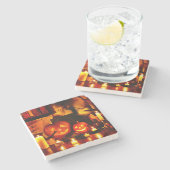 ハロウィンカボチャ灯 ストーンコースター (横)