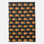 ハロウィンカボチャ猫かわいいパタンオレンジ秋 キッチンタオル (縦)