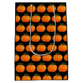 ハロウィンカボチャ猫かわいいパタンオレンジ秋 ミディアムペーパーバッグ (裏面)