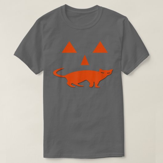 ハロウィンカボチャ猫ジャッコランタン不気味おもしろい Tシャツ (デザイン正面)