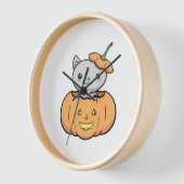 ハロウィンカボチャ猫 壁時計 (傾斜)