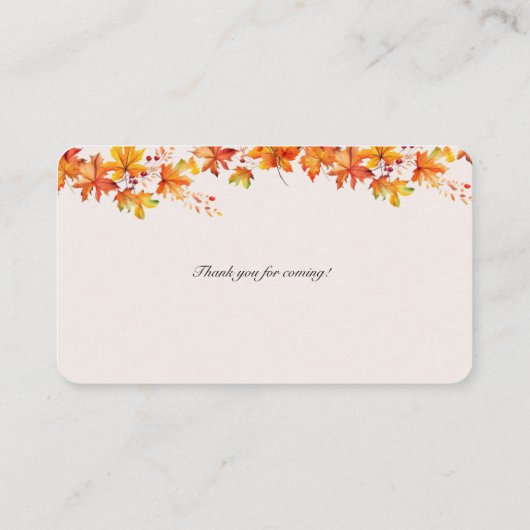 ハロウィンカボチャ秋ベビーおむつラッフル エンクロージャーカード (裏面)