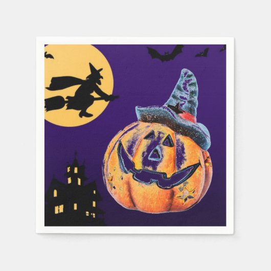 ハロウィンカボチャ紙ナプキン スタンダードカクテルナプキン (正面)