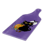 ハロウィンカボチャ紫色の黒猫 カッティングボード (角)