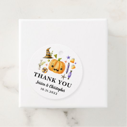 ハロウィンカボチャ結婚のサンキューメッセージカード フェイバータグ (インサイチュ)