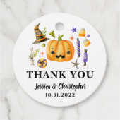 ハロウィンカボチャ結婚のサンキューメッセージカード フェイバータグ (正面)