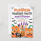 ハロウィンカボチャ絵を描のパーティー 招待状 (正面)