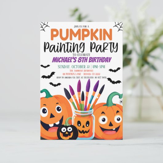 ハロウィンカボチャ絵を描のパーティー 招待状 (スタンド正面)