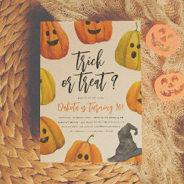 ハロウィンカボチャ誕生日パーティーのトリックまたはトリートメント 招待状