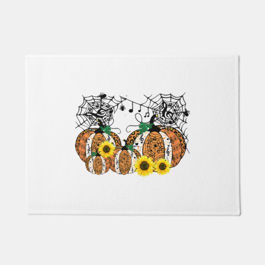 ハロウィンカボチャ音楽シンボルミュージック先生 ドアマット (正面)