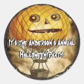 ハロウィンカボチャ頭ホットエアバルーン ラウンドシール (正面)