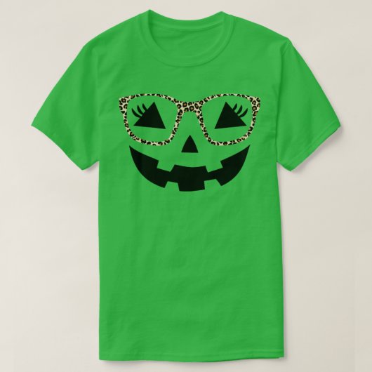 ハロウィンカボチャ顔まつ毛ヒョウ眼鏡h tシャツ (デザイン正面)