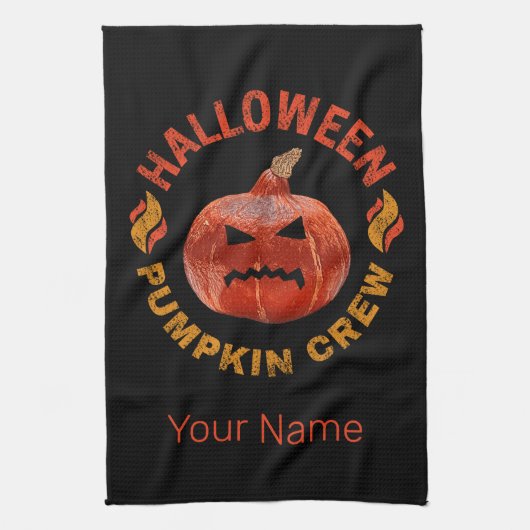 ハロウィンカボチャ顔レトロ衣装サンクスギビング キッチンタオル (縦)