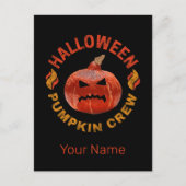 ハロウィンカボチャ顔レトロ衣装サンクスギビング シーズンポストカード (正面)